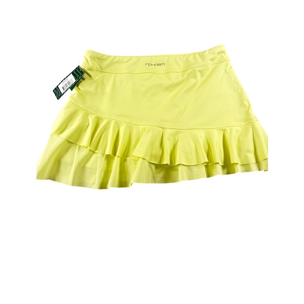 InPhorm Courtside  Tennis Skort  Large Lime Yellow Ruffle Mesh F21019-ZEST-L NEW